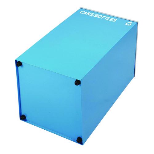 Picture of 29 Gallon Trash/Recycling Cans, Steel, Blue Cans/Bottles Recycling Can with Mixed Lid