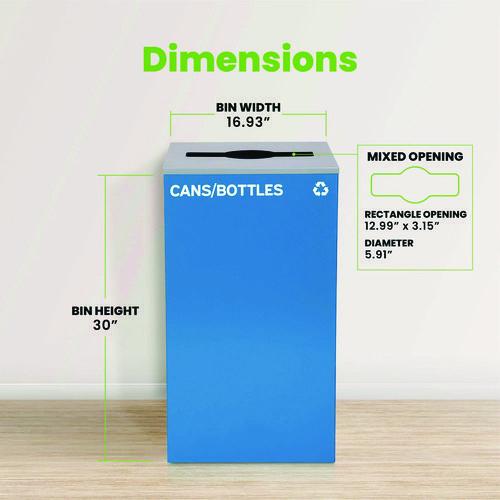 Picture of 29 Gallon Trash/Recycling Cans, Steel, Blue Cans/Bottles Recycling Can with Mixed Lid