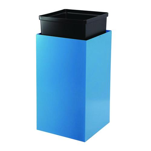 Picture of 29 Gallon Trash/Recycling Cans, Steel, Blue Can with Mixed Lid