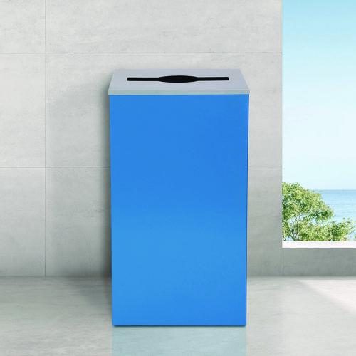 Picture of 29 Gallon Trash/Recycling Cans, Steel, Blue Can with Mixed Lid