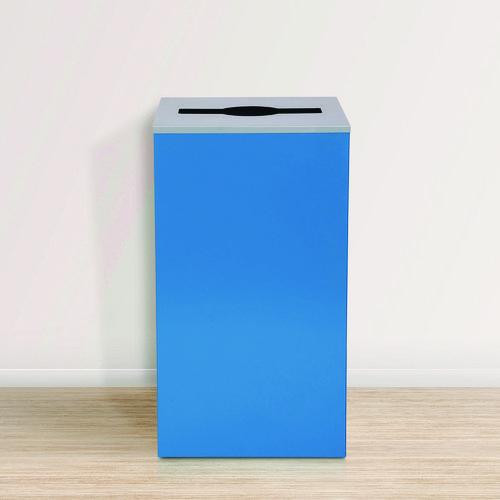 Picture of 29 Gallon Trash/Recycling Cans, Steel, Blue Can with Mixed Lid