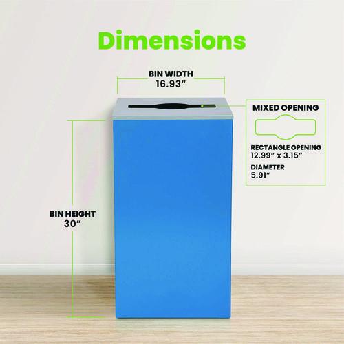 Picture of 29 Gallon Trash/Recycling Cans, Steel, Blue Can with Mixed Lid