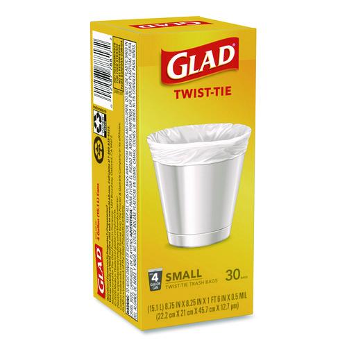 Picture of Small Twist-Tie Garbage Bags, 4 gal, 0.74 mil, 23" x 21.63", 30/Box