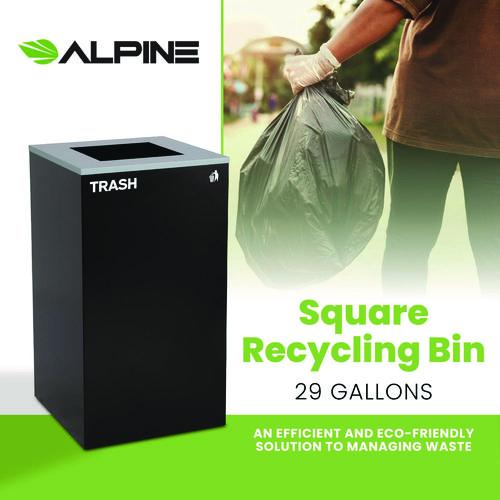 Picture of 29 Gallon Trash/Recycling Cans, Steel, Black Trash Can with Square Lid