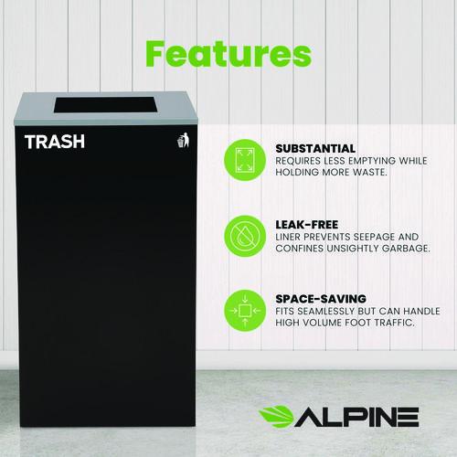 Picture of 29 Gallon Trash/Recycling Cans, Steel, Black Trash Can with Square Lid