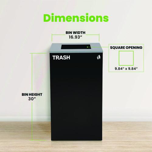 Picture of 29 Gallon Trash/Recycling Cans, Steel, Black Trash Can with Square Lid