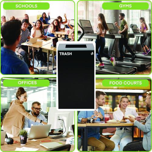 Picture of 29 Gallon Trash/Recycling Cans, Steel, Black Trash Can with Square Lid