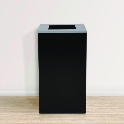 Picture of 29 Gallon Trash/Recycling Cans, Steel, Black Can with Square Lid