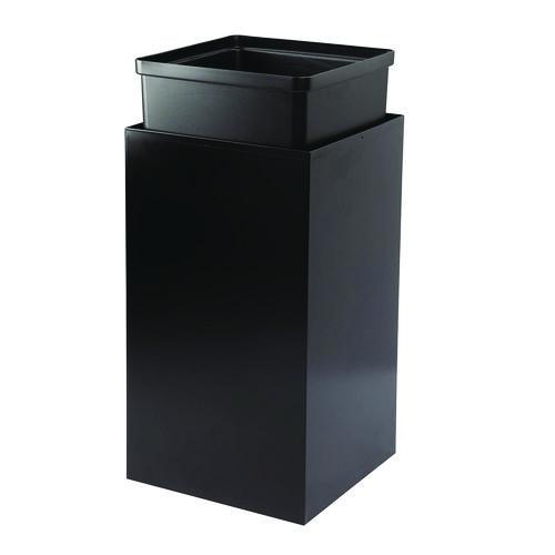 Picture of 29 Gallon Trash/Recycling Cans, Steel, Black Can with Square Lid
