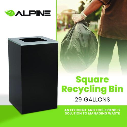 Picture of 29 Gallon Trash/Recycling Cans, Steel, Black Can with Square Lid