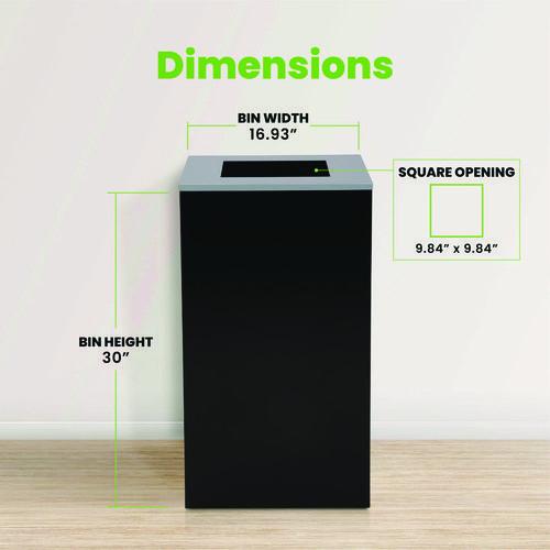 Picture of 29 Gallon Trash/Recycling Cans, Steel, Black Can with Square Lid