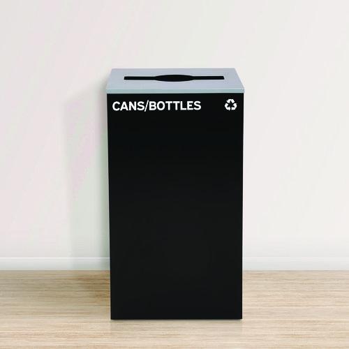 Picture of 29 Gallon Trash/Recycling Cans, Steel, Black Cans/Bottles Recycling Can with Mixed Lid