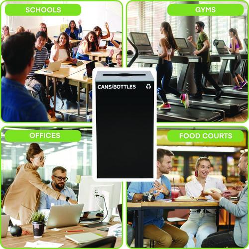 Picture of 29 Gallon Trash/Recycling Cans, Steel, Black Cans/Bottles Recycling Can with Mixed Lid