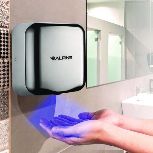Picture of Hemlock Commercial Automatic 120V Hand Dryer, 6.68 x 11.41 x 12.31, Stainless Steel, Chrome