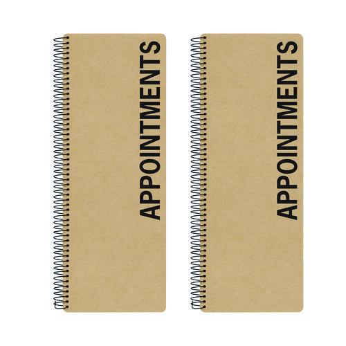 Picture of Daily Appointment Book, 13.5 x 5, Brown Cover, Undated, 2/Pack