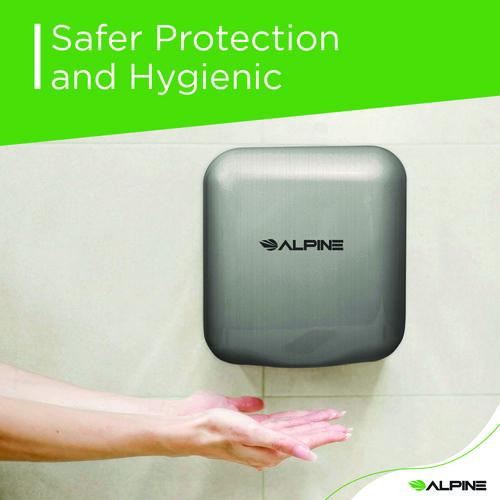 Picture of Hemlock Commercial Automatic 120V Hand Dryer, 6.68 x 11.41 x 12.31, Stainless Steel, Silver