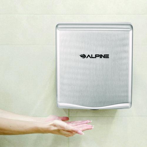 Picture of Willow Commercial 120V Automatic Hand Dryer, 3.93 x 11.25 x 12.63, Stainless Steel, Silver