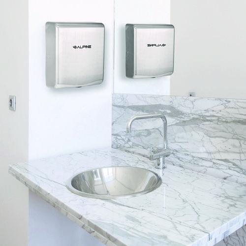 Picture of Willow Commercial 120V Automatic Hand Dryer, 3.93 x 11.25 x 12.63, Stainless Steel, Silver