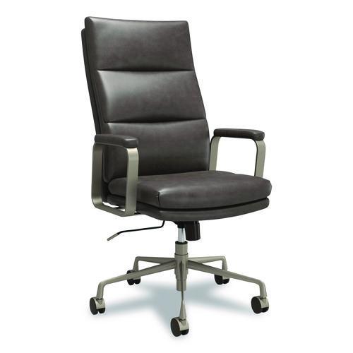 Picture of Industria 3-40C Ergonomic Bonded Leather Swivel Manager Chair, Supports Up to 275 lbs, 18.31" to 21.85" Seat Height, Gray