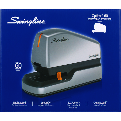 Picture of Optima 60 Electric Stapler, 60-Sheet Capacity, Silver/Black/Orange