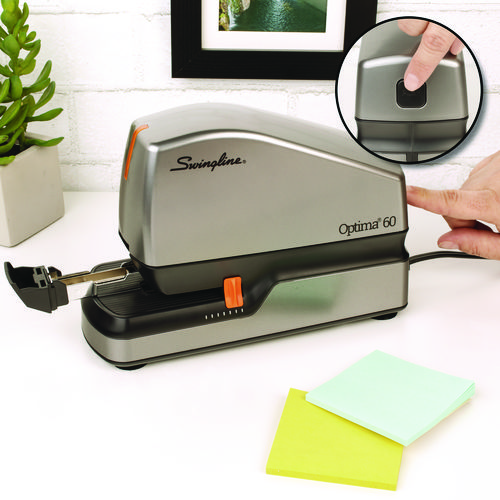 Picture of Optima 60 Electric Stapler, 60-Sheet Capacity, Silver/Black/Orange