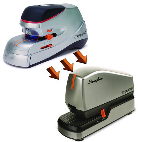 Picture of Optima 60 Electric Stapler, 60-Sheet Capacity, Silver/Black/Orange