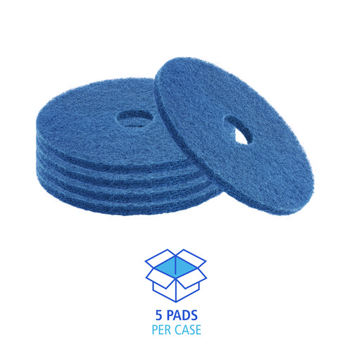 Picture of Scrubbing Floor Pads, 13" Diameter, Blue, 5/Carton