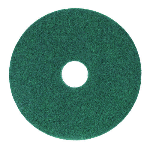 Picture of Heavy-Duty Scrubbing Floor Pads, 13" Diameter, Green, 5/Carton