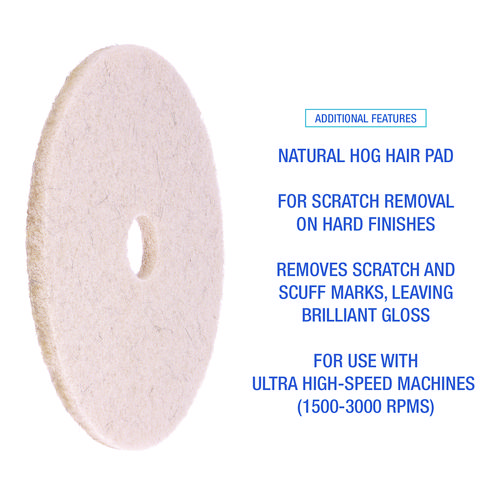 Picture of Natural Hog Hair Burnishing Floor Pads, 17" Diameter, Tan, 5/Carton