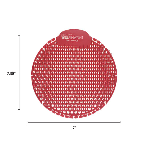 Picture of Slant7 with Terminator Urinal Screen, Evergreen Scent, Red, 30/Carton