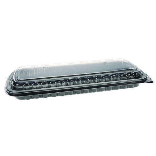 Picture of MealMaster Rib Container Base/Lid, 16.6 x 7.3 x 2.3, Black/Clear, Plastic, 80/Carton