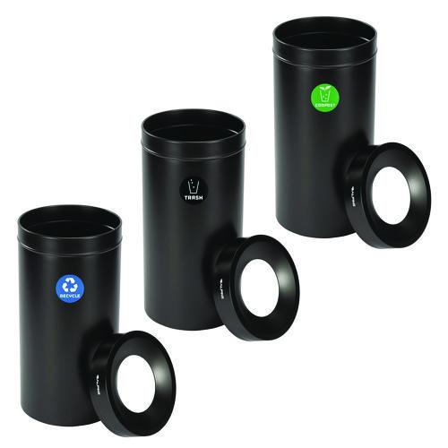 Picture of 27 Gallon Black Stainless Steel Compost Bin, Recycling Can and Trash Receptacle