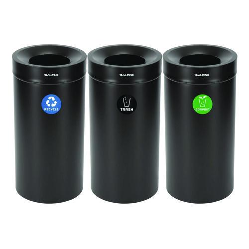 Picture of 27 Gallon Black Stainless Steel Compost Bin, Recycling Can and Trash Receptacle