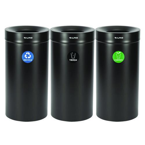 Picture of 27 Gallon Black Stainless Steel Compost Bin, Recycling Can and Trash Receptacle