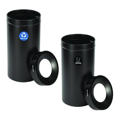 Picture of 27 Gallon Black Stainless Steel Recycling Can and Trash Receptacle