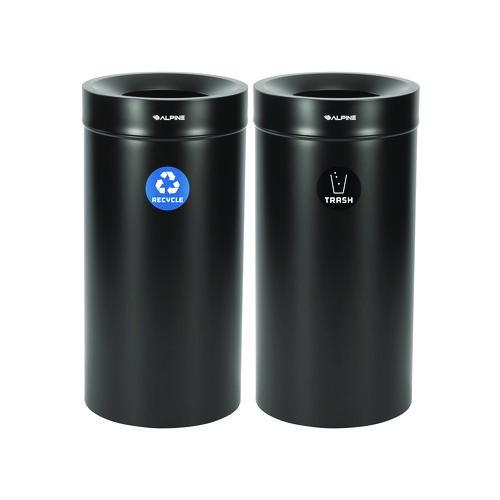 Picture of 27 Gallon Black Stainless Steel Recycling Can and Trash Receptacle