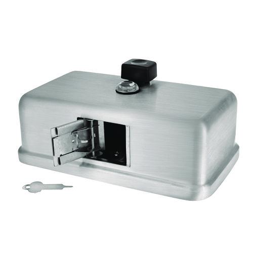 Picture of Horizontal Manual Surface-Mounted Stainless Steel Liquid Soap Dispenser, 40 oz, 2.8 x 8.1 x 4.8, Brushed Stainless Steel