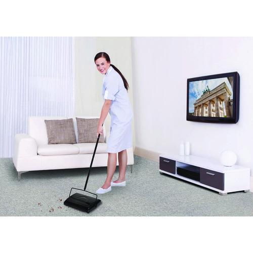Picture of Manual Triple Brush Carpet and Floor Sweeper, 42.5" Handle, Black