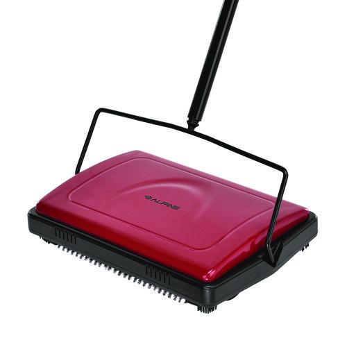 Picture of Manual Triple Brush Carpet and Floor Sweeper, 42.5" Handle, Red