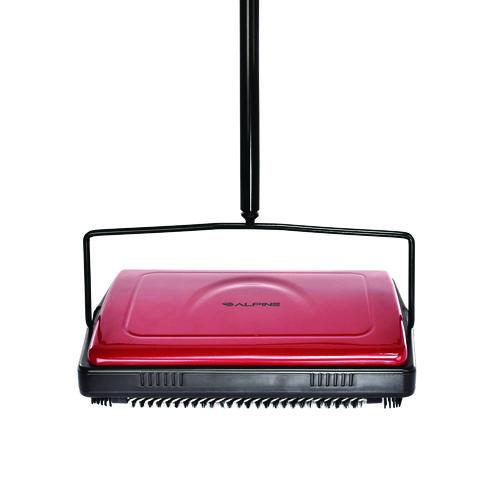 Picture of Manual Triple Brush Carpet and Floor Sweeper, 42.5" Handle, Red