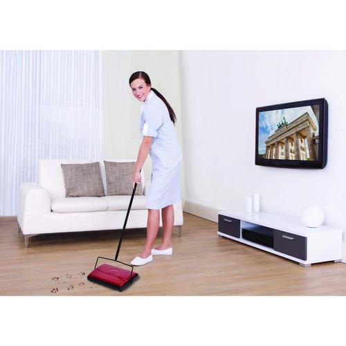 Picture of Manual Triple Brush Carpet and Floor Sweeper, 42.5" Handle, Red