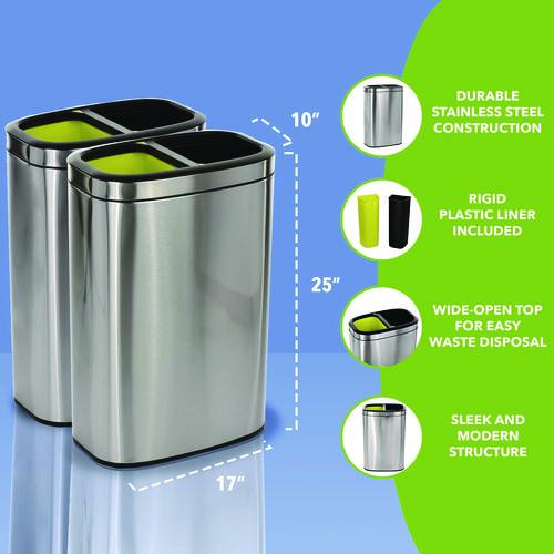 Picture of 10.5 Gallon Stainless Steel Open Top Dual Compartment Trash Can