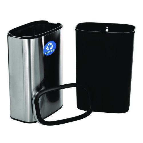 Picture of 10.5 Gallon Slim Recycling Can, Brushed Stainless Steel