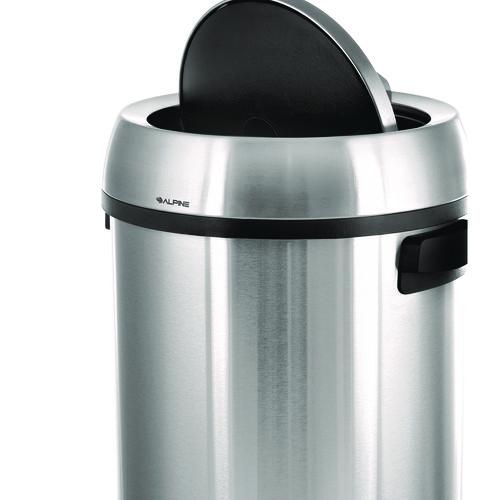 Picture of 17 Gallon Stainless Steel Commercial Trash Can with Swing Lid
