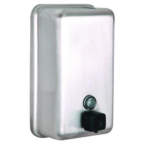 Picture of Vertical Manual Surface-Mounted Stainless Steel Liquid Soap Dispenser, 40 oz, 2.8 x 4.8 x 8.1, Brushed Stainless Steel