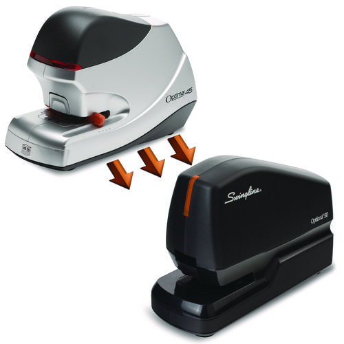 Picture of Optima 50 Electric Stapler, 50-Sheet Capacity, Black/Orange