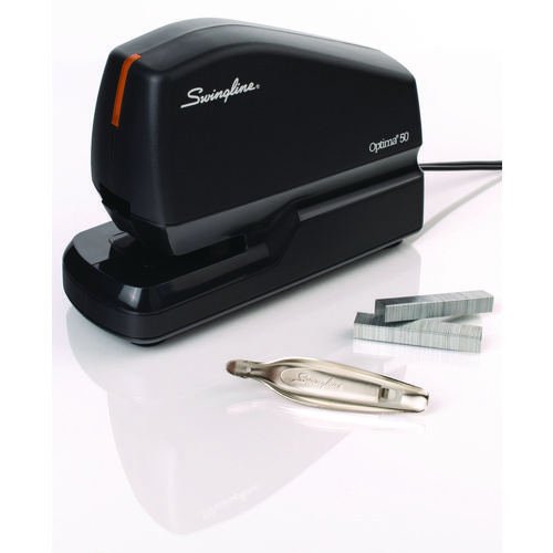 Picture of Optima 50 Electric Stapler, 50-Sheet Capacity, Black/Orange