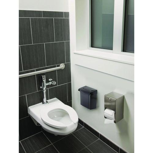 Picture of Durable Plastic Surface Mount Sanitary Napkin Receptacle, Plastic, Black