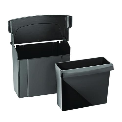 Picture of Durable Plastic Surface Mount Sanitary Napkin Receptacle, Plastic, Black