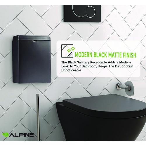 Picture of Stainless Steel Wall-Mounted Sanitary Napkin Receptacle, Black
